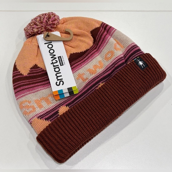 SmartWool Adult Knit Winter Pattern Pom Beanie Merino Wool Apricot NWT Women\'s main image 5